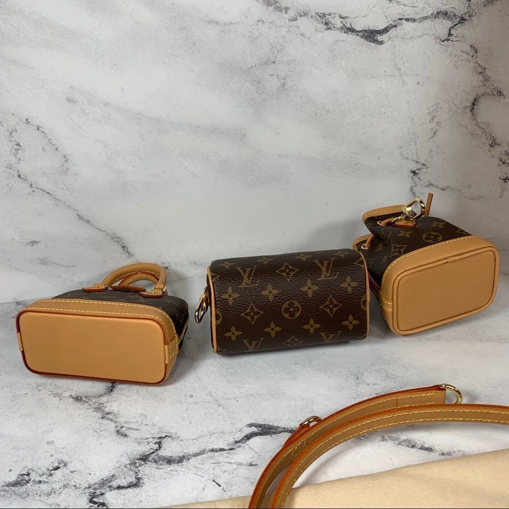 ββ Louis Vuitton Trio Mini Cones Monogram 3-bag Set charms Speedy Alma Noe NEW - Picture 6 of 16